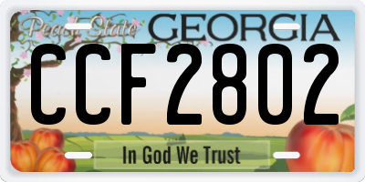 GA license plate CCF2802