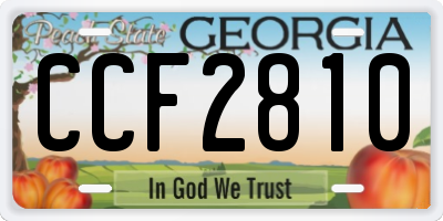 GA license plate CCF2810