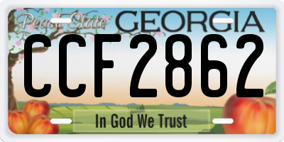 GA license plate CCF2862