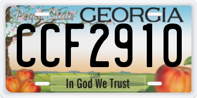GA license plate CCF2910
