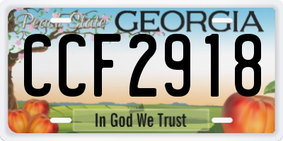 GA license plate CCF2918