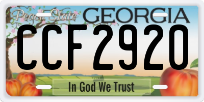 GA license plate CCF2920