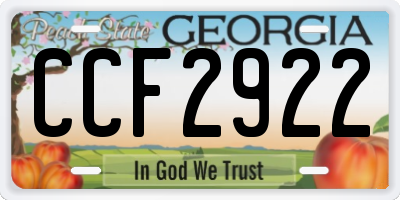 GA license plate CCF2922