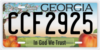 GA license plate CCF2925