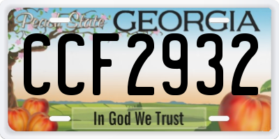 GA license plate CCF2932