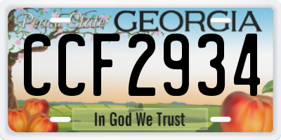 GA license plate CCF2934