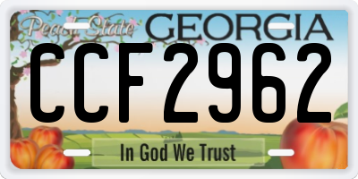 GA license plate CCF2962