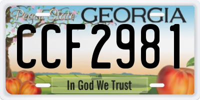 GA license plate CCF2981