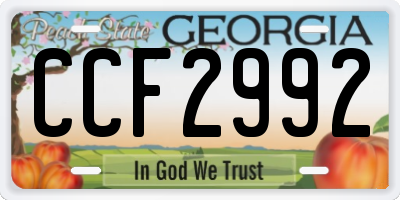 GA license plate CCF2992