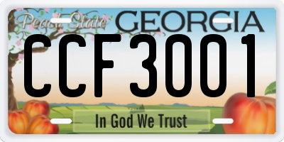 GA license plate CCF3001