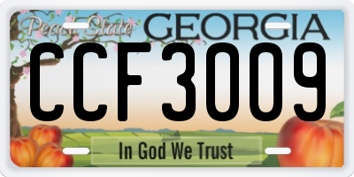 GA license plate CCF3009