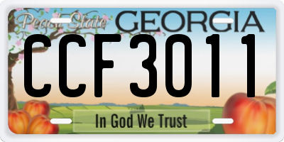 GA license plate CCF3011