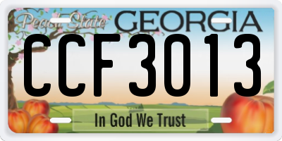 GA license plate CCF3013