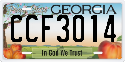 GA license plate CCF3014