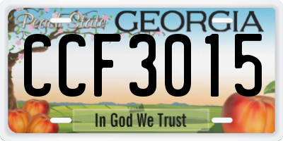 GA license plate CCF3015