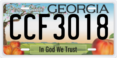 GA license plate CCF3018