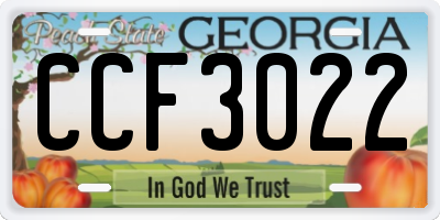 GA license plate CCF3022