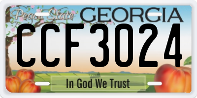 GA license plate CCF3024