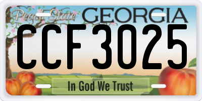 GA license plate CCF3025
