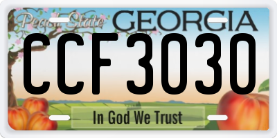 GA license plate CCF3030