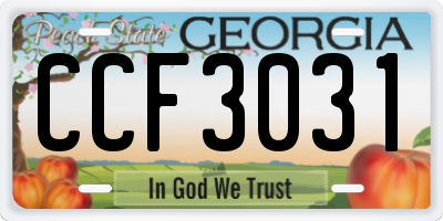 GA license plate CCF3031
