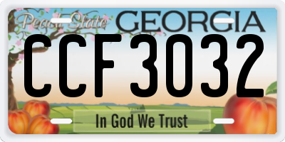 GA license plate CCF3032