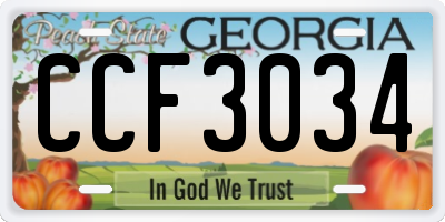 GA license plate CCF3034