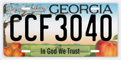 GA license plate CCF3040