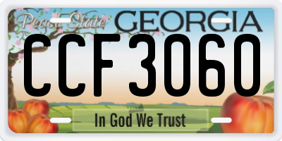 GA license plate CCF3060