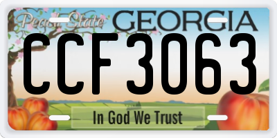GA license plate CCF3063