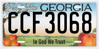 GA license plate CCF3068