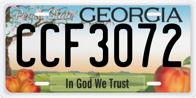 GA license plate CCF3072