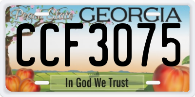 GA license plate CCF3075