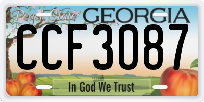 GA license plate CCF3087