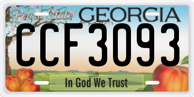 GA license plate CCF3093