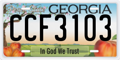 GA license plate CCF3103