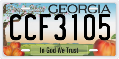 GA license plate CCF3105