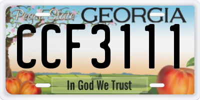 GA license plate CCF3111