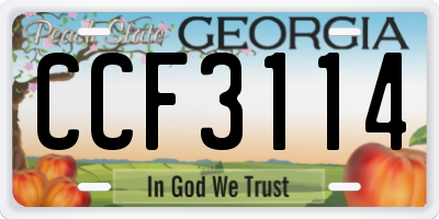 GA license plate CCF3114