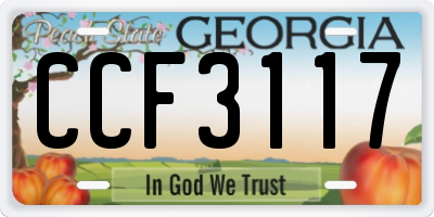 GA license plate CCF3117
