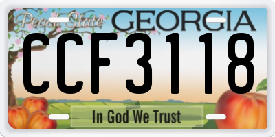 GA license plate CCF3118