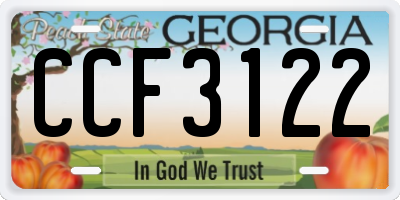 GA license plate CCF3122