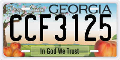 GA license plate CCF3125