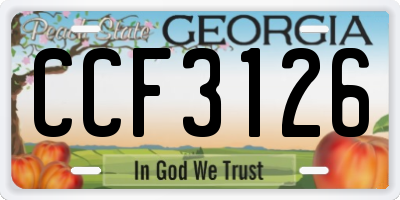 GA license plate CCF3126