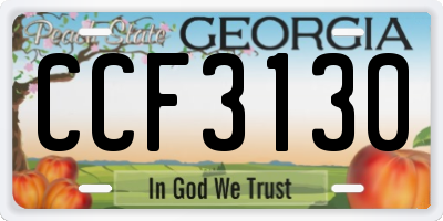GA license plate CCF3130