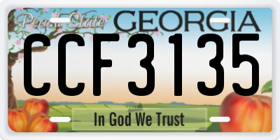 GA license plate CCF3135
