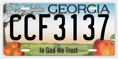 GA license plate CCF3137