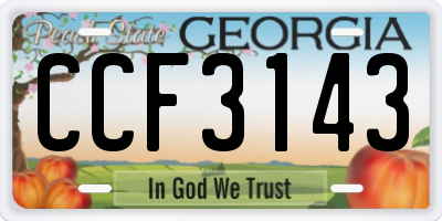 GA license plate CCF3143