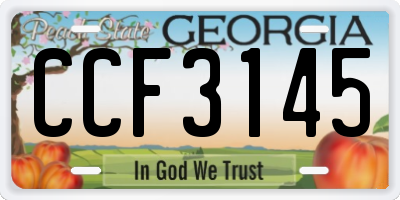 GA license plate CCF3145