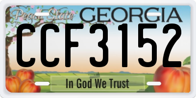 GA license plate CCF3152
